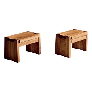 T38 Bedside Tables in Oak attributed to Pierre Chapo, 2010, Set of 2 For Sale