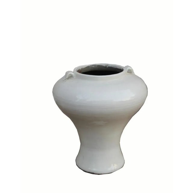 Contemporary Handmade White Ceramic Vase For Sale - Image 3 of 5