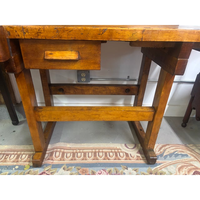 Light Yellow Solid Maple Workbench, G. Christiansen, Chicago For Sale - Image 8 of 14