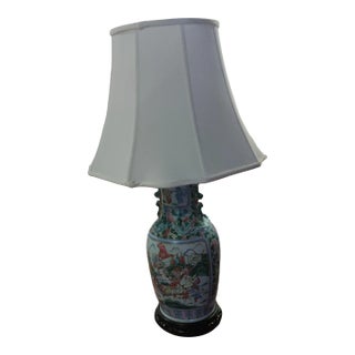 19th Century Antique Chinese Hand Painted Enameled Lamp For Sale