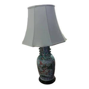 19th Century Antique Chinese Hand Painted Enameled Lamp