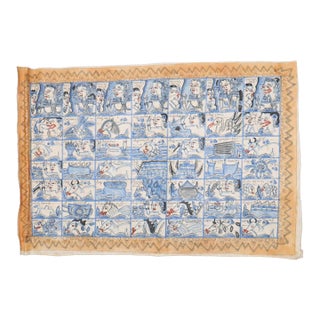 Burmese Hand painted Textile rug no. j4731 For Sale