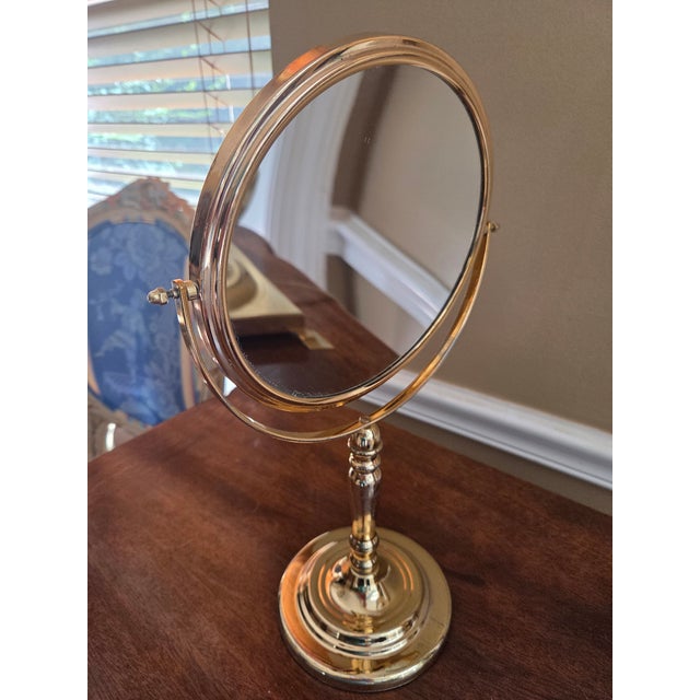 Late 20th Century Brass Double Sided Vanity Mirror For Sale - Image 5 of 10