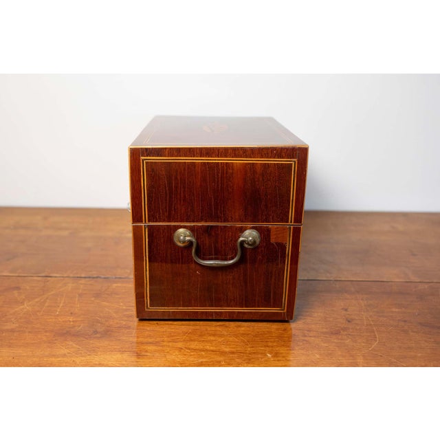 Brown Danish 1840s Mahogany Box with Ash Shell Marquetry, Banding and Lateral Handles For Sale - Image 8 of 10