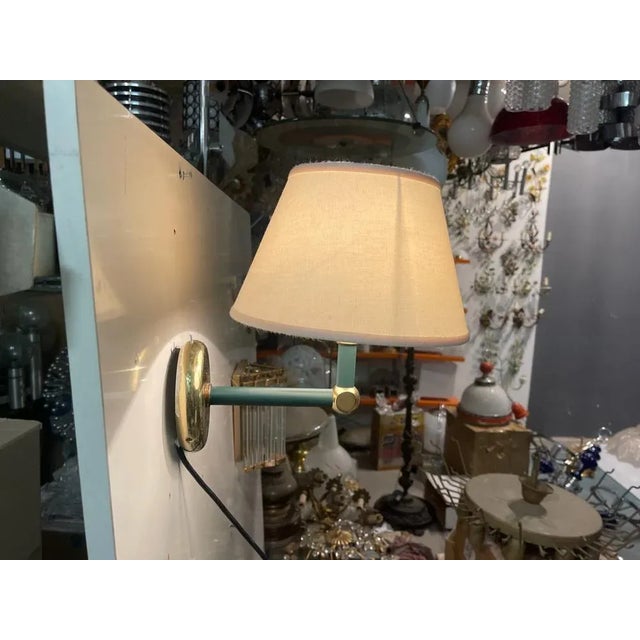 Olive Green Sconces in Brass, 1980s, Set of 4 For Sale - Image 4 of 9