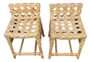 Arteriors Richmond Counter Stools - Pair, Woven Rattan, Designer Style, Priced to Sell