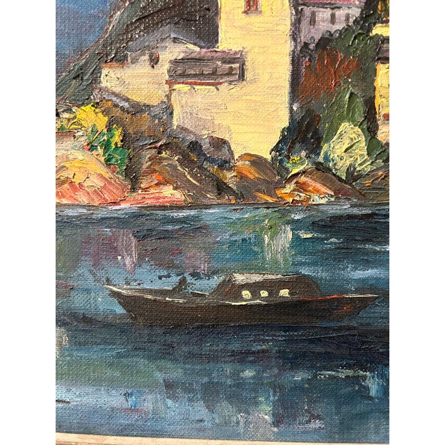 Blue California Coastal Seascape, "View From Covered Boat", Oil Painting, Signed by Artist For Sale - Image 8 of 9