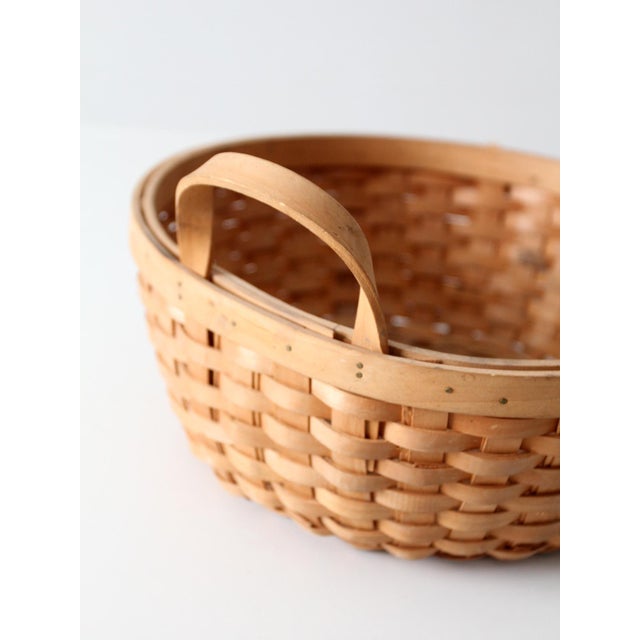 Vintage Handwoven Wood Splint Basket For Sale - Image 13 of 15