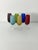 Set of 6 colored Murano glass champagne glasses, 1970 Intact and in good condition. Height 19 cm Base diameter 6 cm Eye...