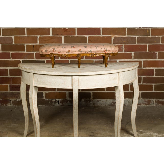 19th Century 19th Century French Louis XV Style Footstool with Six Carved Cabriole Legs For Sale - Image 5 of 12