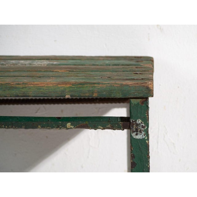 Antique Industrial Stool in Pine Wood and Iron, Central Europe, 1950 For Sale - Image 6 of 7