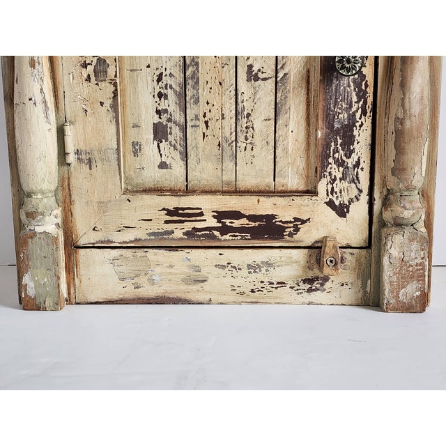 Antique White Vintage Primitive Farmhouse Style Distressed Finish Cabinet For Sale - Image 8 of 15