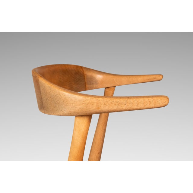 Rare Mid-Century Scandinavian Modern "Horn" Desk / Accent Armchair in Beech & Suede Attributed to Folke Ohllson for Dux, Sweden, C. 1950s For Sale - Image 10 of 17