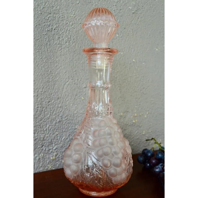 Italian Bottle in Sandblasted Pink Glass from Empoli, 1960s For Sale - Image 10 of 10