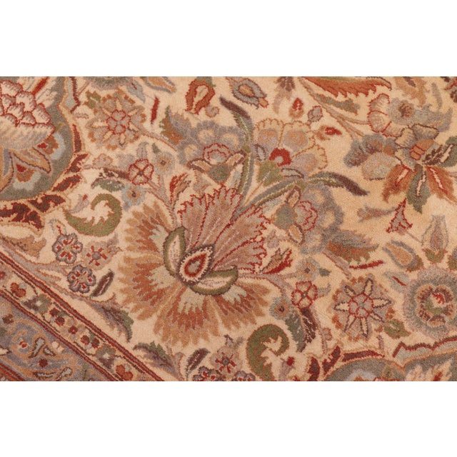 Shabby Chic 1990's Floral Pak-Persian Ivory/Ivory Wool Rug - 8'11'' X 12'5'' For Sale - Image 4 of 9