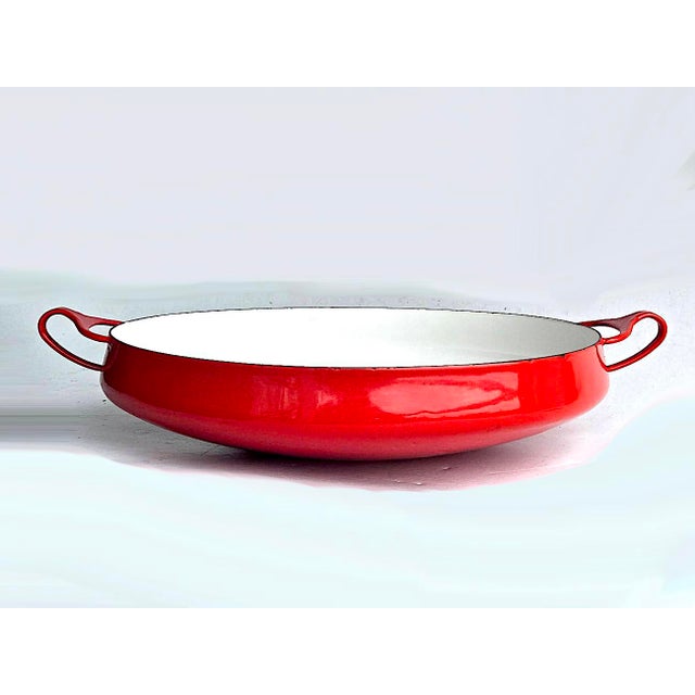 Mid-Century Modern 1960s Dansk Kobenstyle Red Enamel Paella Pan Designed by Jens Quistgaard For Sale - Image 3 of 12