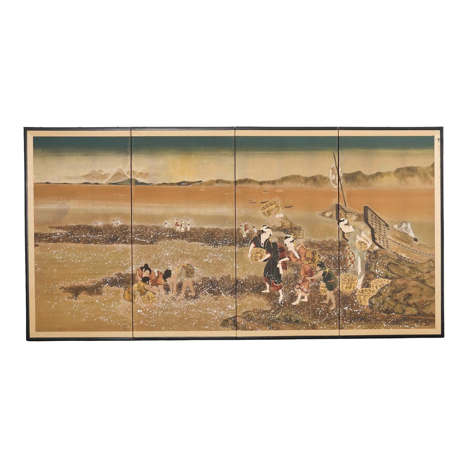 Japanese Showa Screen Shell Gathering After Katsushika Hokusai | Chairish