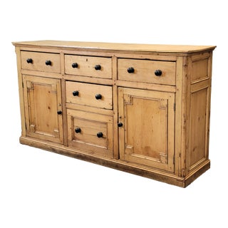 Antique English Rustic Pine Sideboard For Sale
