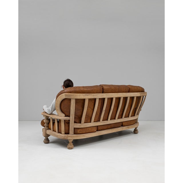 Animal Skin 20th Century Belgian Leather Sofa For Sale - Image 7 of 18