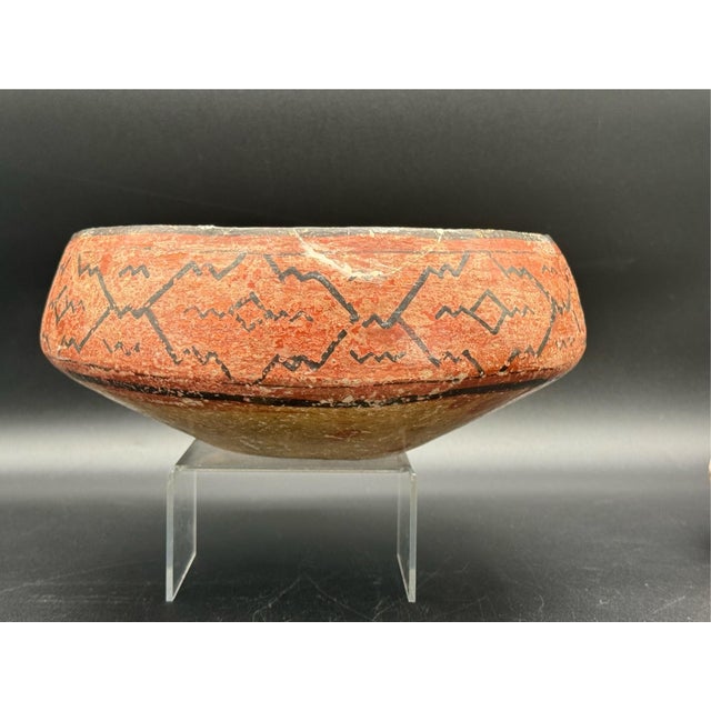Tribal Peruvian Shapido Conido Style Polychrome Red Clay Pottery Vessel For Sale - Image 3 of 16