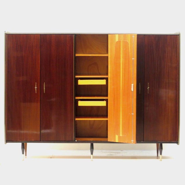 Mid-Century Modern Large Mid-Century Modern Teak 5-Door Wardrobe with Mirror, 1960s For Sale - Image 3 of 7