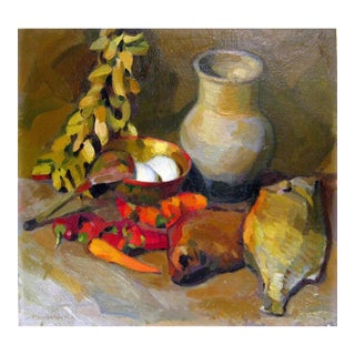 1970s Still Life Oil Painting, Soviet Ukrainian Art on Cardboard 49-52 For Sale