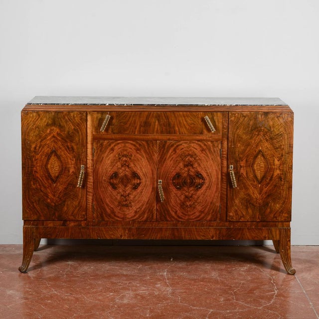 Art Deco Sideboard in Walnut Burl with Black Marble Top For Sale - Image 10 of 18