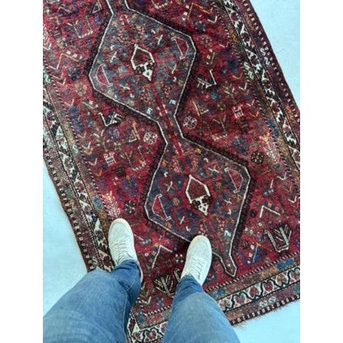 Mid 20th Century Plush Pile Southwest Persian Shiraz Rug 3.10 x 10.7 For Sale - Image 4 of 5