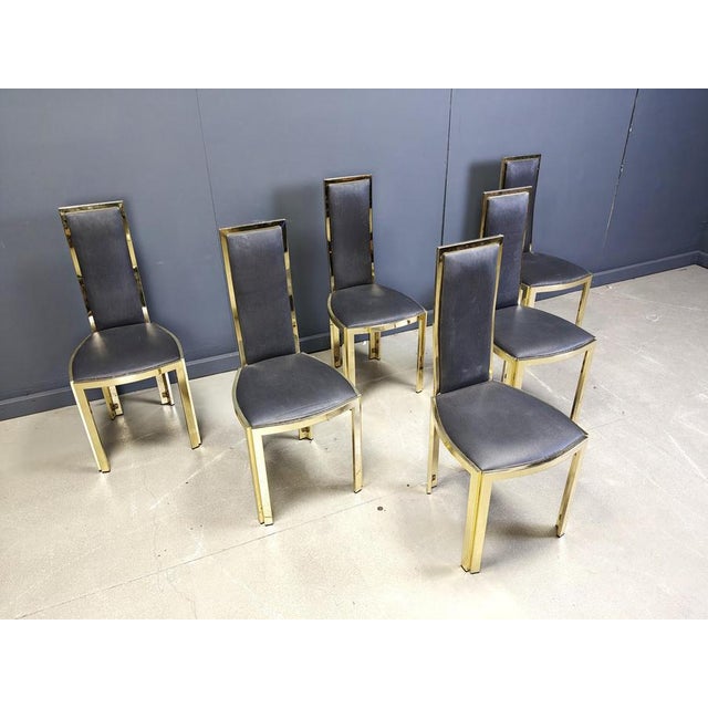 Vintage French Dining Chairs in Brass, 1970s, Set of 6 For Sale - Image 9 of 13