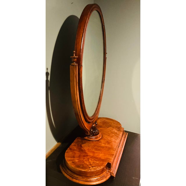 Elegant Victorian Walnut Lyre-Form Dressing Mirror, Adjustable Tabletop Vanity, Circa 1870 For Sale - Image 4 of 11