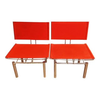 1980s Red Heinz Ulrich Bitsch for Kusch & Co Dining Chairs - Set of 2 For Sale