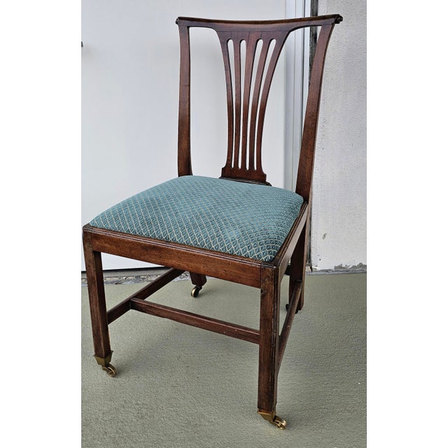 Brown 19th Century Martin Chippendale Style Mahogany and Upholstered Side Chair on Casters For Sale - Image 8 of 9