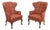 Smith & Watson Queen Anne Style Pair of Wing Chairs For Sale
