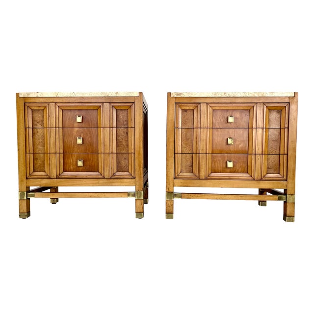 Mid Century Modern Marble Top Nightstands by Metz Chairish