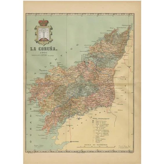 A Cartographic View of Galicias Maritime Province, 1901 For Sale