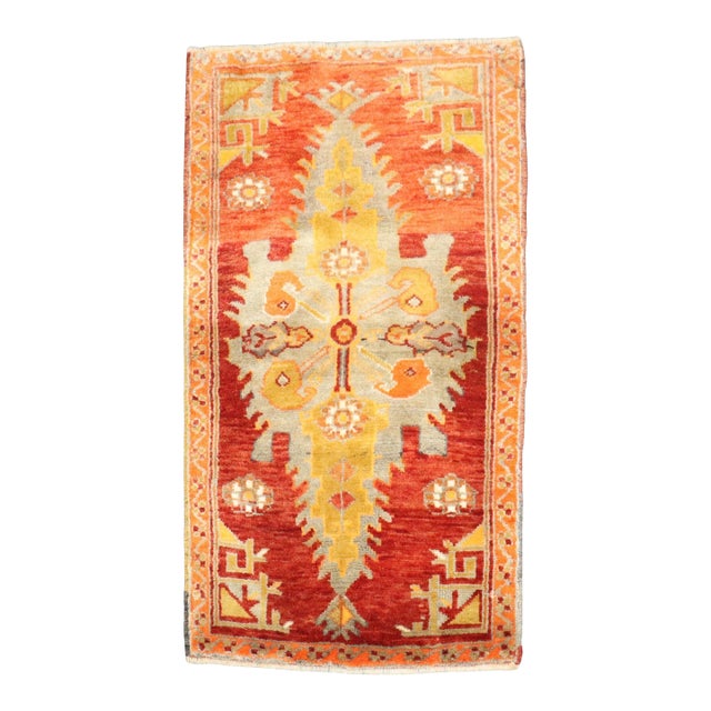Early 20th Century Zabihi Collection Red Turkish Sivas Small Rug - 1'11" x 3'5" For Sale