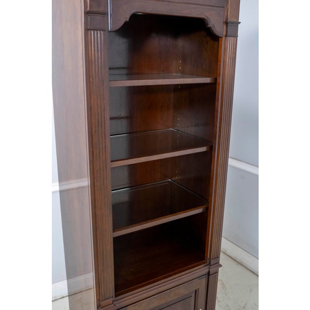 Stickley Cherry Lighted Tall Glass Shelf Open Bookcase For Sale - Image 12 of 18