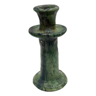 Moroccan Tamegroute Glazed Candlestick Holder For Sale