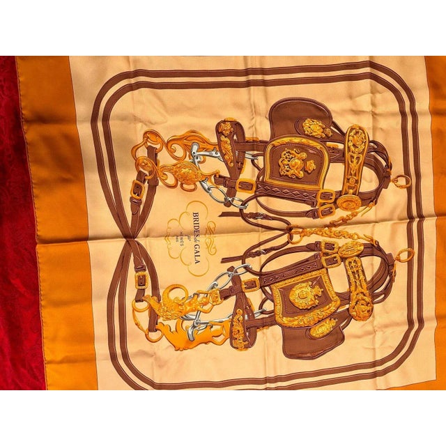 Contemporary Hermes Brides De Gala 90cm Orange Brown Silk Scarf For Sale - Image 3 of 7
