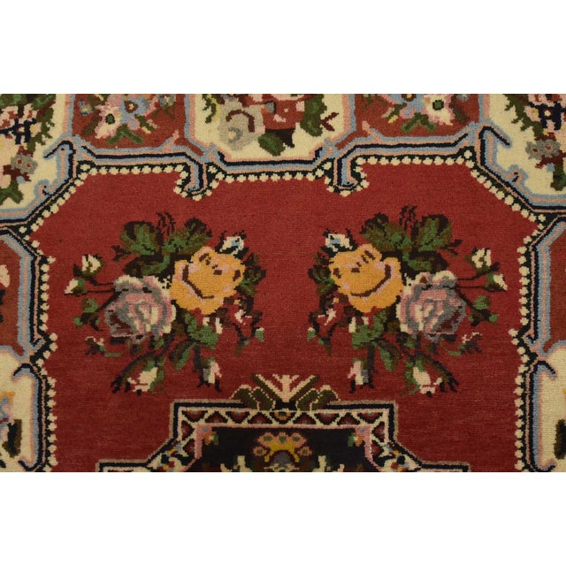 Textile Bakhtiari Rug 3’6” X 4’9” Red Wool Vintage Traditional Hand-Knotted Carpet For Sale - Image 7 of 11