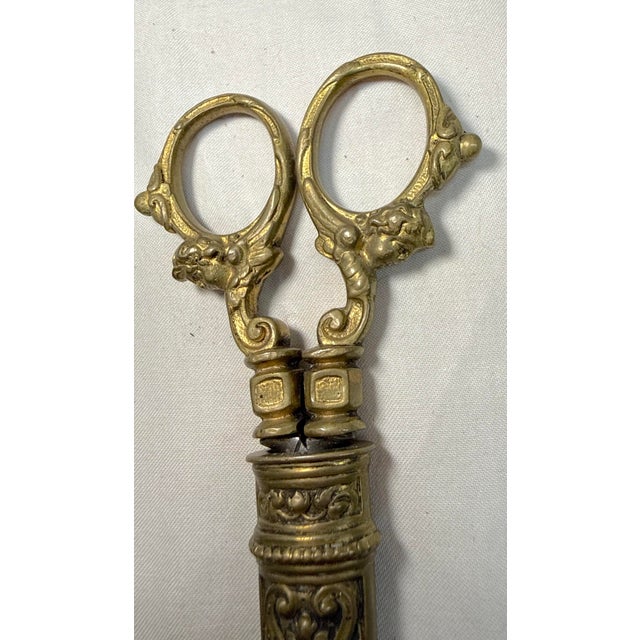 Antique 19th Century Victorian Sewing Scissors Dagger W/ Brass Handles & Sheath For Sale - Image 10 of 11