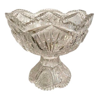 Vintage Hand Cut Leaded Crystal Bowl For Sale