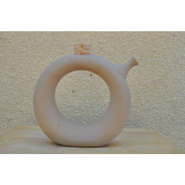 1980s Doughnut Shaped Pottery Vase/Decanter/Pitcher/Jug For Sale - Image 5 of 13