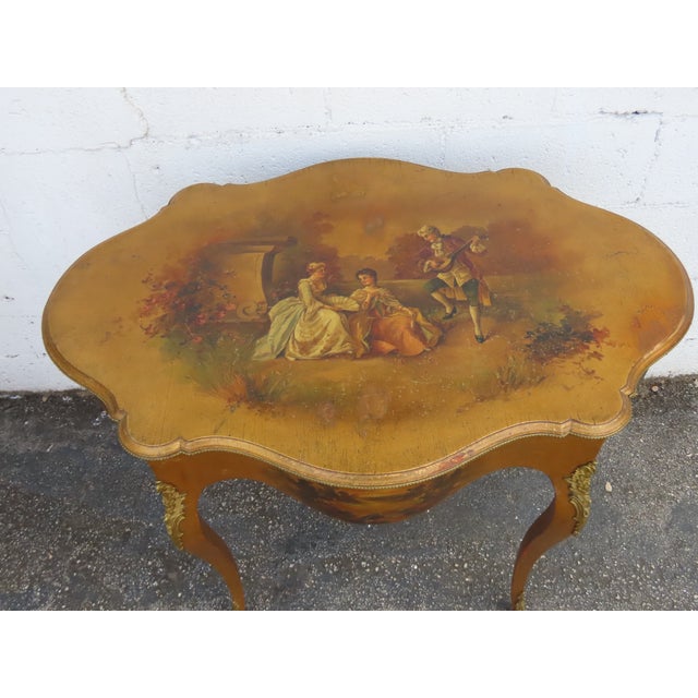 Late 1800s French Hand Painted Large Center Table 6244 For Sale - Image 4 of 16