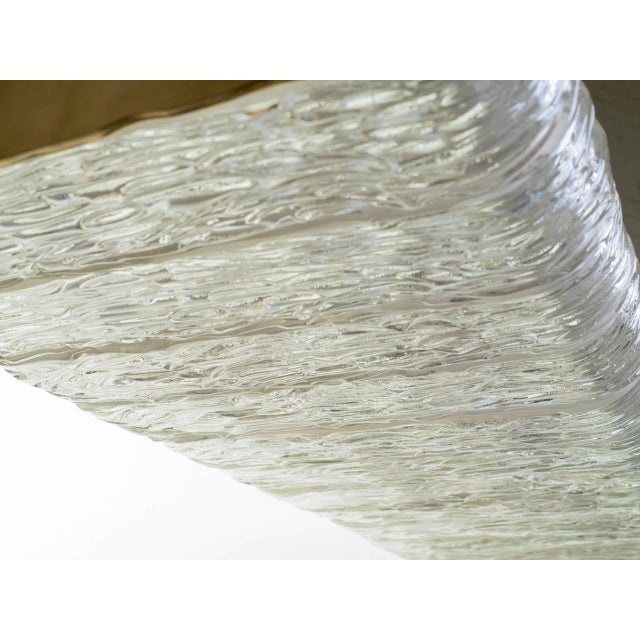 Large Italian Textured Glass Chandelier For Sale - Image 4 of 11