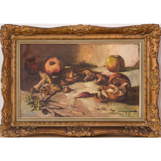 Y un rabano (and one radish) a strong confident painting of the fruits of autumn. The magnificent brush strokes lay down...