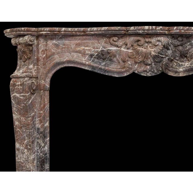 19th Century Louis XV Style Soft Rouge Marble Fireplace Surround For Sale - Image 6 of 7
