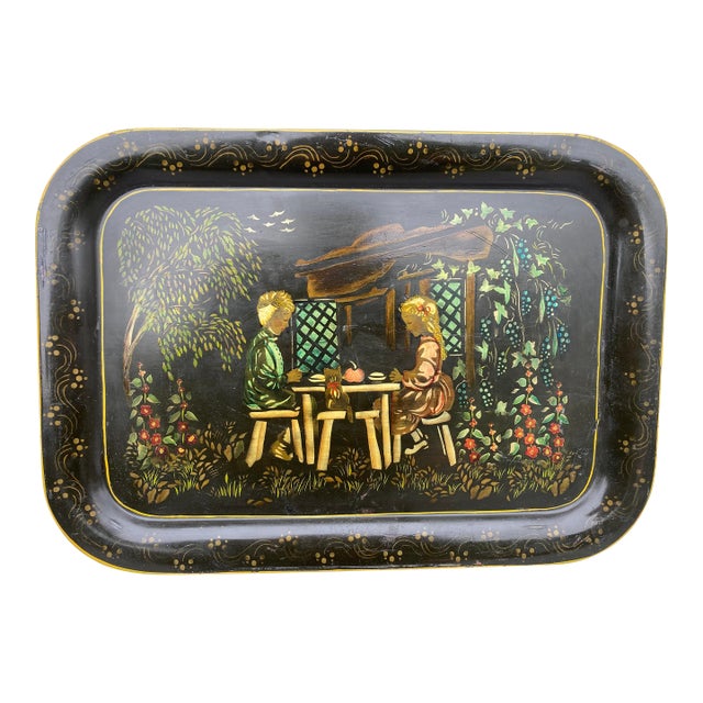 Antique Tole Painted Tray For Sale