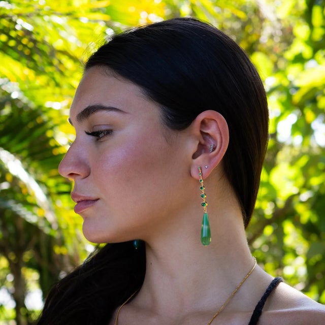 Mystic Energy Jade Teardrop Earrings, A Pair For Sale - Image 4 of 8
