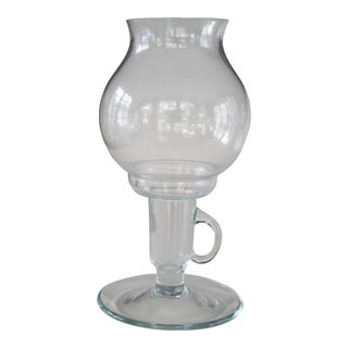 Vintage Clear Glass Chamber Candle Stick Holders With Finger Loops - 8 Piece Set For Sale